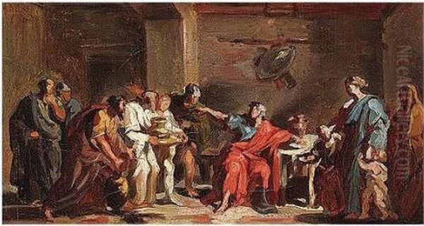 Curius Dentatus Refusing Gifts From The Samnites Oil Painting by Vincenzo Camuccini