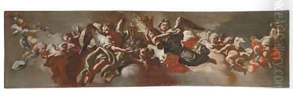 Allegory of Plenty a bozzetto for a ceiling decoration Oil Painting by Andrea Dell'Asta Bagnoli