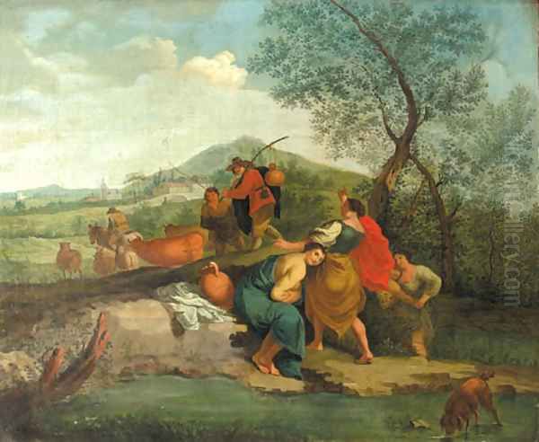 Shepherdesses by a pool Oil Painting by Balthasar Beschey