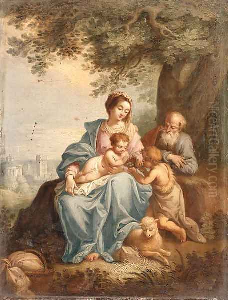 The Holy Family with Saint John the Baptist in a Landscape Oil Painting by Balthasar Beschey