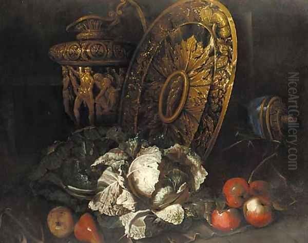 Cabbages Oil Painting by Bartolommeo Bimbi