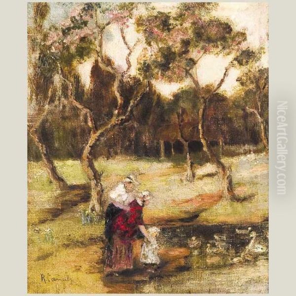 Escena Campestre Oil Painting by Ricardo Canals y Llambi