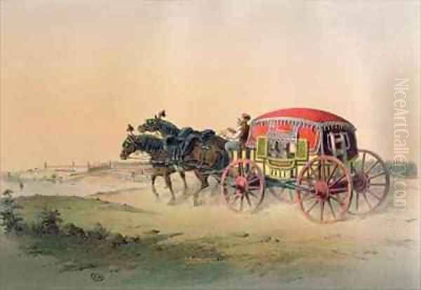 Turkish carriage on the banks of the Bosphorus Oil Painting by Jean Brindesi