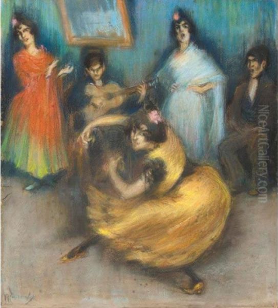 Baile Flamenco (flamenco Dancers) Oil Painting by Ricardo Canals y Llambi