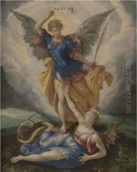 Saint Michael Vanquishing Satan Oil Painting by Peter Candid