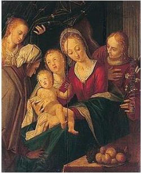 The Madonna And Child With An 
Angel, Saint Catherine, Saint Elizabeth And Saint John The Baptist Oil Painting by Peter Candid