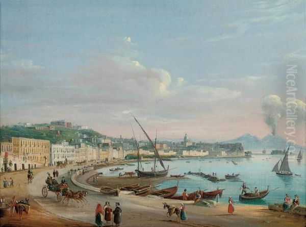 On The Promenade On The Bay Of Naples Oil Painting by Salvatore Candido