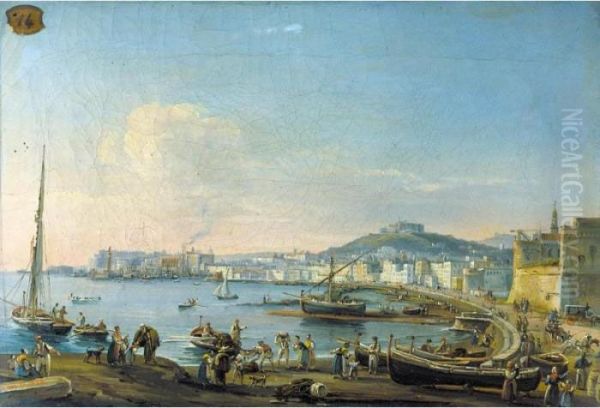 View Of The Bay Of Naples Oil Painting by Salvatore Candido