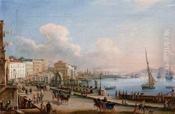 Napoli Da Margellina - 1840 Oil Painting by Salvatore Candido