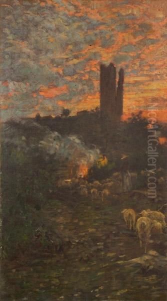 Tramonto Oil Painting by Nicolo Cannicci