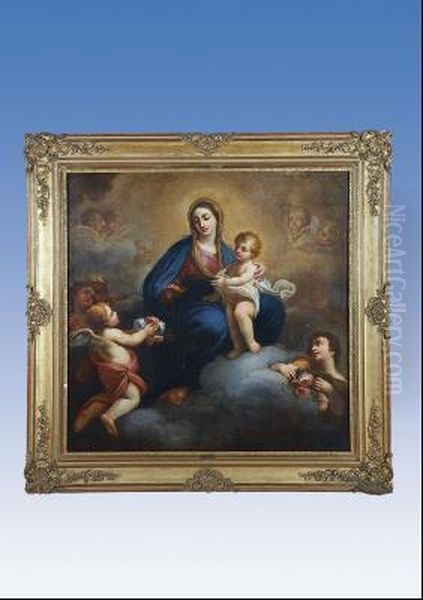 Virgen Del Rosario Con El Nino Oil Painting by Alonso Cano