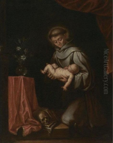 St. Anthony Of Padua With The Christ Child Oil Painting by Alonso Cano