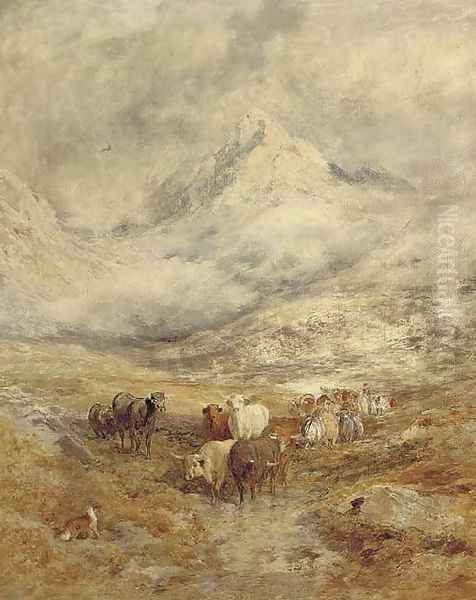 Cattle in a highland landscape Oil Painting by William Joseph Julius Caesar Bond