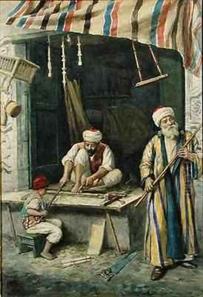 Arab Carpenters Oil Painting by Achille Buzzi