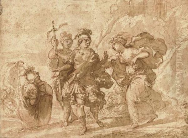 Rinaldo Bids Farewell To Armida Oil Painting by Domenico Maria Canuti