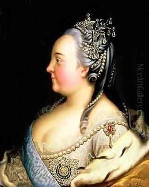 Portrait of Elizabeth Petrovna (1709-62) Empress of Russia Oil Painting by Heinrich Buchholz