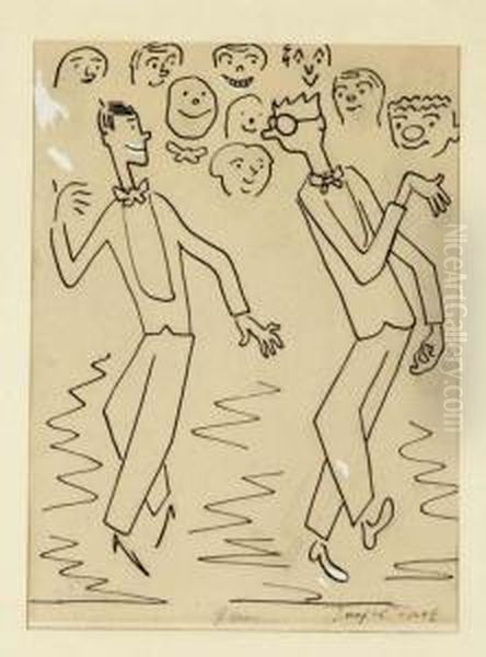 An Illustration - A Figural Drawing Oil Painting by Josef Capek