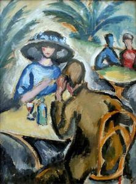 By The Table Oil Painting by Josef Capek