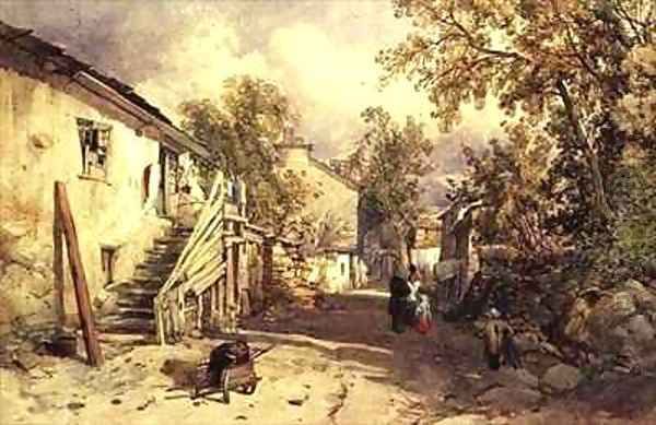 Village of Bowness, Cumberland Oil Painting by James Burrell-Smith