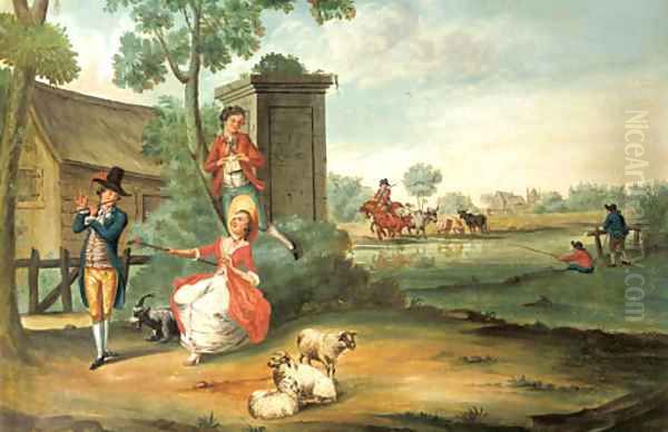 A fete champetere -a dessus-de-porte Oil Painting by Johannes Pieter Visser Bender