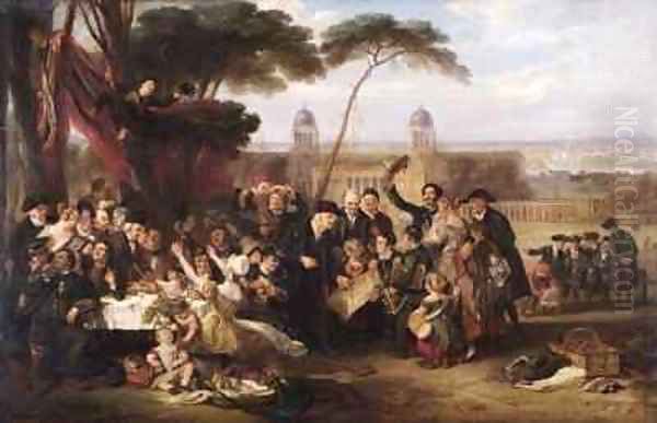 The Greenwich Pensioners Commemorating Trafalgar Oil Painting by John Burnet