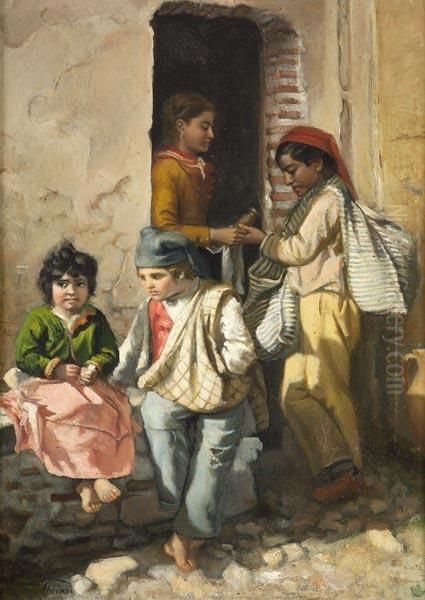 Scugnizzi Napoletani Oil Painting by Gaetano Capone