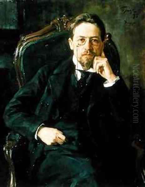 Portrait of Anton Pavlovich Chekhov Oil Painting by Osip Emmanuilovich Braz