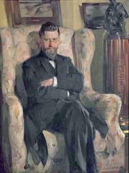 Portrait of the collector Alexei A. Bakhrushin (1865-1929) Oil Painting by Osip Emmanuilovich Braz