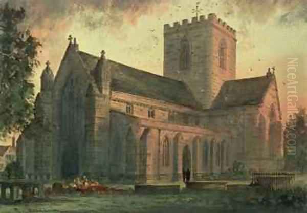 St. Asaph's Cathedral, View from the South-West Oil Painting by Paul (J.L.Crees) Braddon