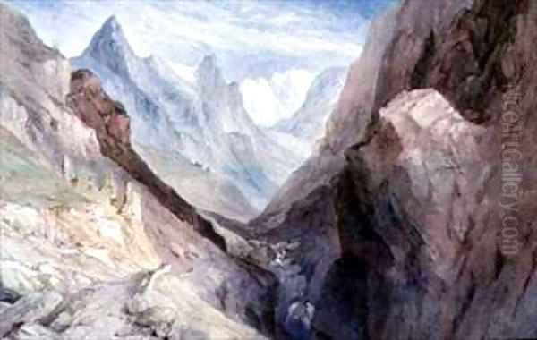 A view of Monte Viso and the Source of the River Po Oil Painting by William Brockedon