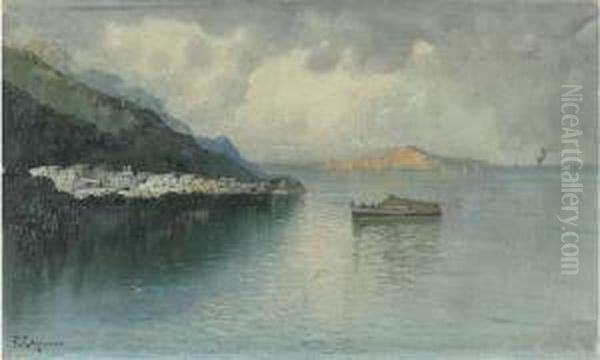 Capri Dalla Costiera Sorrentina Oil Painting by Francesco Capuano