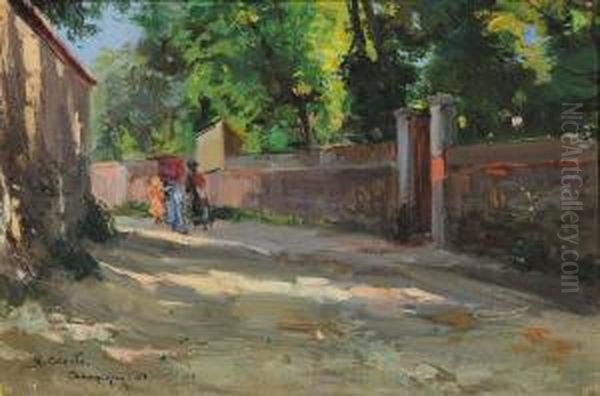 La Passeggiata, Champigny Oil Painting by Ulisse Caputo