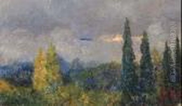 Impressione No. 1 Paesaggio Con Alberi Oil Painting by Ulisse Caputo