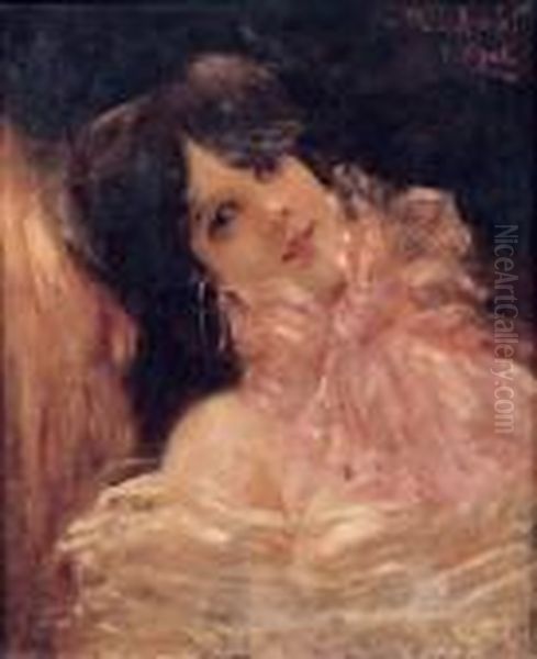 Portrait D'elegante Oil Painting by Ulisse Caputo