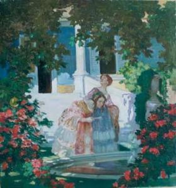 Passeggiata In Giardino Oil Painting by Ulisse Caputo