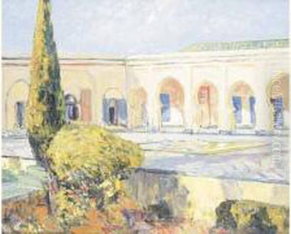 Cours De Palais, Maroc. Oil Painting by Ulisse Caputo