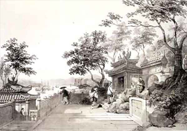 A Chapel of the Great Temple of Macao Oil Painting by Auguste Borget