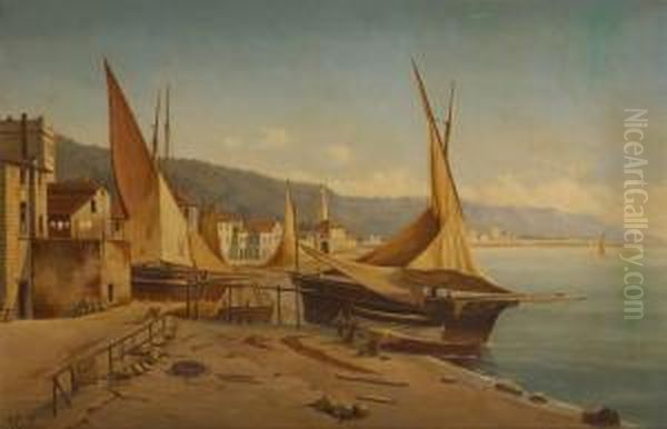 Petit Port De Peche Oil Painting by Victor Carabain