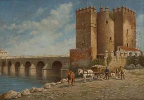 Le Vieux Pont Amandosa Oil Painting by Victor Carabain