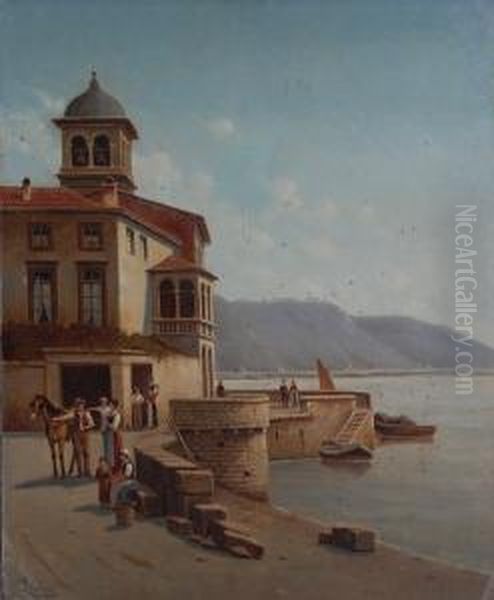 Scircio Del Lago Di Como Oil Painting by Victor Carabain