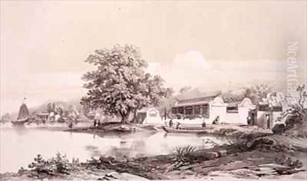 Mandarin's House on the Macao-Canton Canal Oil Painting by Auguste Borget