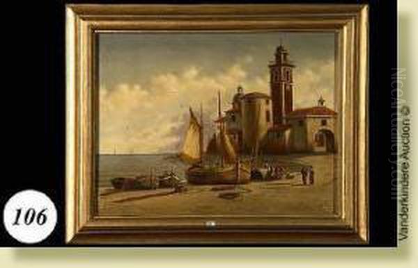 Vue Aux Environs De Catagne En Italie Oil Painting by Victor Carabain