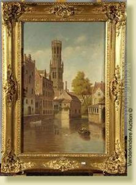 Vision Sur Le Quai Du Rosaire A Bruges Oil Painting by Victor Carabain