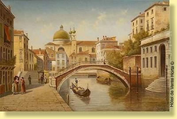 Gondole A Venise Oil Painting by Victor Carabain