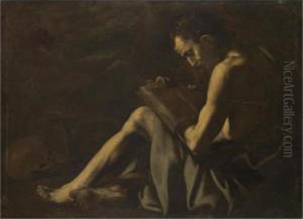 A Hermit Saint In The Wilderness, Probably Saint Jerome Oil Painting by Giovanni Battista Caracciolo