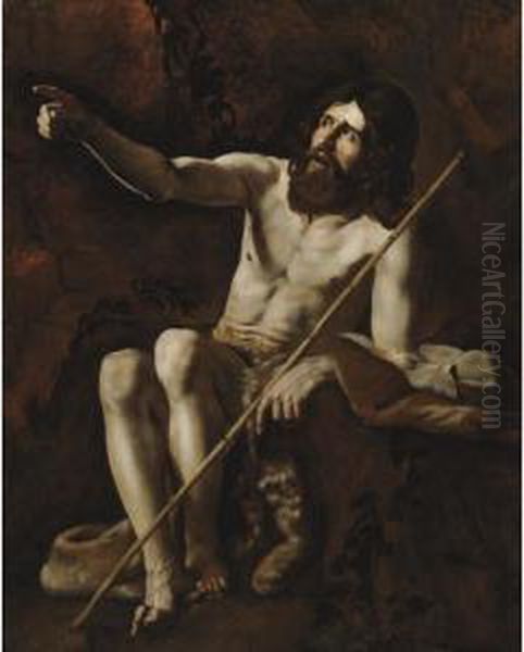 Saint John The Baptist In The Wilderness Oil Painting by Giovanni Battista Caracciolo