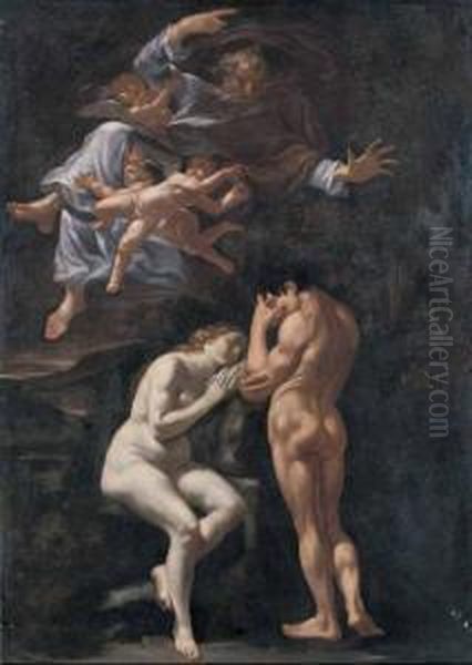 La Cacciata Di Adamo Ed Eva Dal Paradiso Terrestre Oil Painting by Giovanni Battista Caracciolo