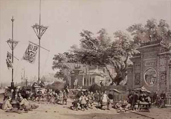 The Facade of the Great Temple of Macao Oil Painting by Auguste Borget