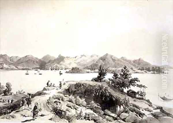 The Bay and Island of Hong Kong Oil Painting by Auguste Borget