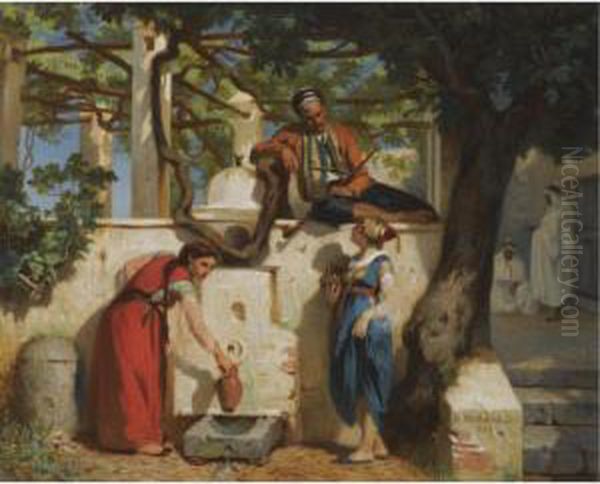 By The Well Oil Painting by Joseph Caraud